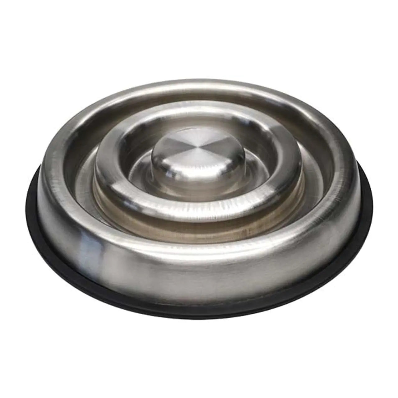 INDIPETS Spiral Slow Feed: Non-Skid Pet Water and Food Bowl | 5 oz Small Stainless Steel (PN: 800085)
